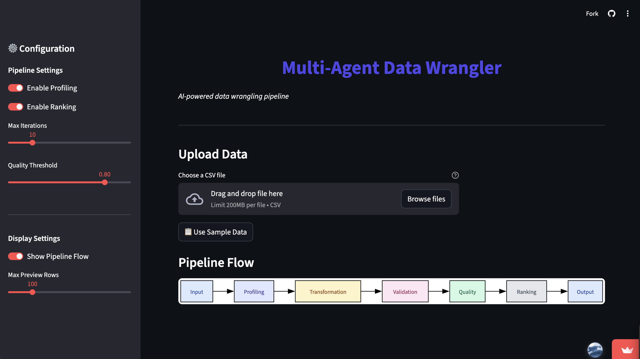 Multi-Agent Data Wrangler screenshot